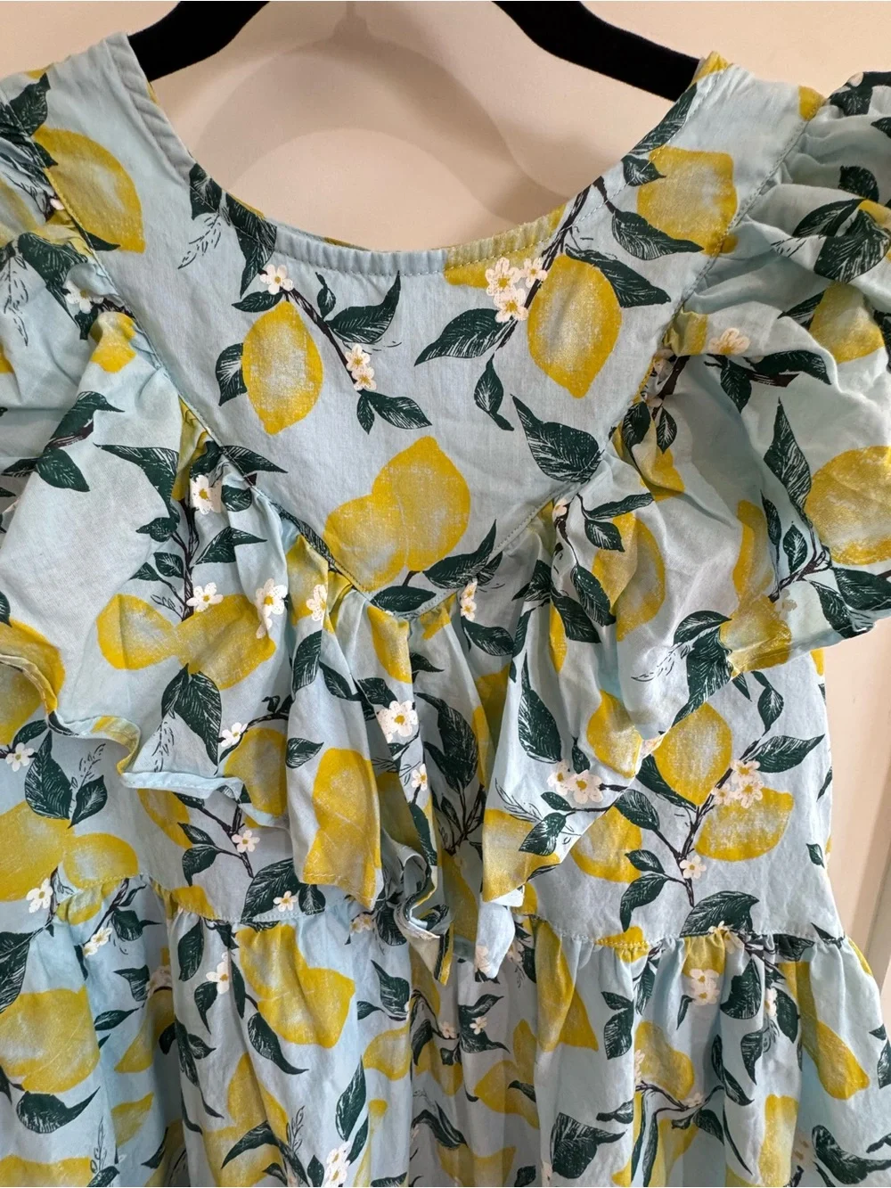 French Connection kids Lemon Print Ruffle Dress - size Large 14/16 - Excellent